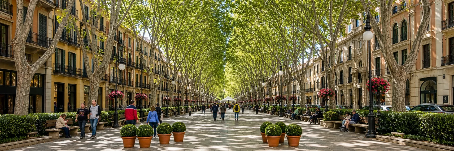 Imagen urbana real del Passeig del Born, Palma de Mallorca Passeig del Born, Palma de Mallorca